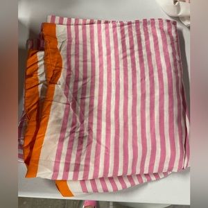 Set of 2 Serena & Lily Hot Pink and White Stripe Euro Shams with Orange Trim